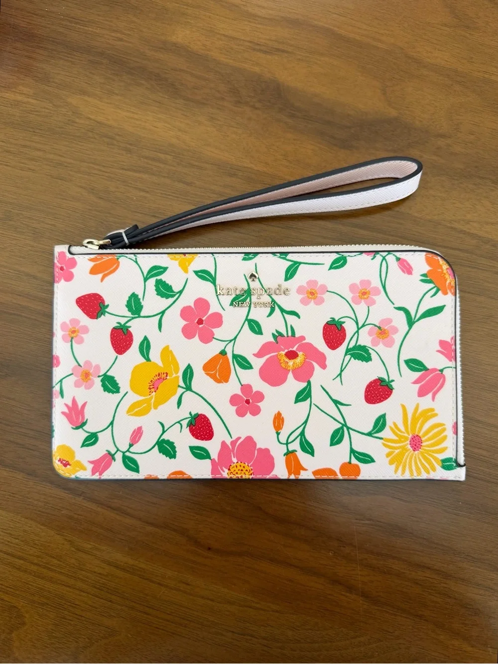 Kate Spade New York Strawberry Garden Medium L-Zip Wristlet